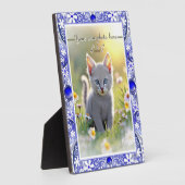 Plaque Photo Dentelle en céramique Bleu de Grèce (Côté)