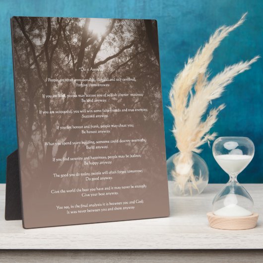 Plaque Photo Des arbres qui brillent "Faites-le de toute façon" (Côté)