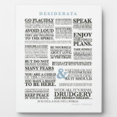 Plaque Photo Desiderata 2 (une prose des années 1920 de Max Erh (Devant)