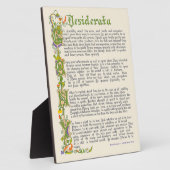 Plaque Photo Desiderata, A 1920's Prose by Max Ehrmann (Côté)