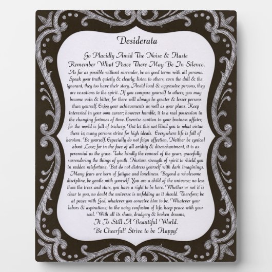 Plaque Photo Desiderata Chalk Art (Devant)