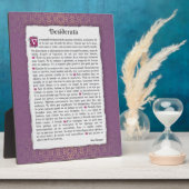 Plaque Photo Desiderata - Choses désirées - poème (Côté)