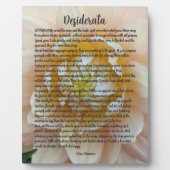 Plaque Photo Desiderata Poem Blush Pink Dahlia Bloom (Devant)