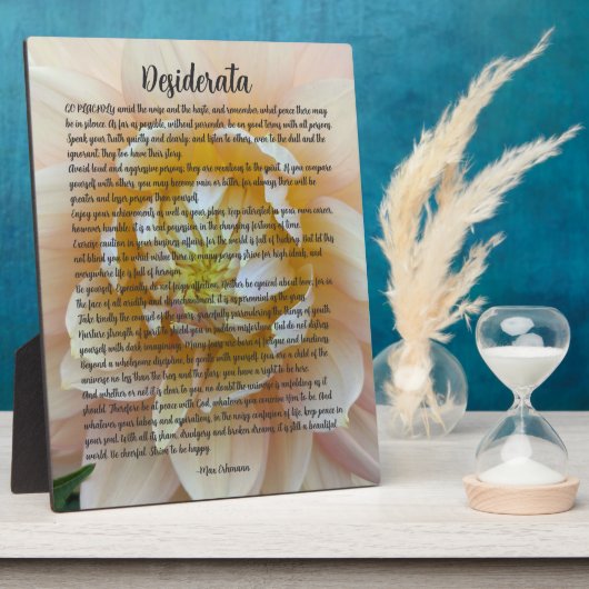 Plaque Photo Desiderata Poem Blush Pink Dahlia Bloom (Côté)