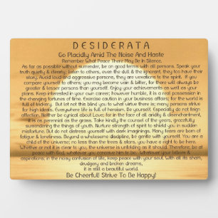 Plaque Photo Desiderata Poem on Sunset