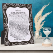 Plaque Photo Desiderata sur le tableau de bord (Côté)