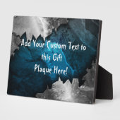 Plaque Photo Design de métal/pierre bleu et argenté (Côté)