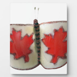 Plaque Photo Design de papillon du drapeau canadien