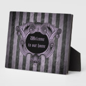 Plaque Photo Design gothique panneau d'accueil noir et violet (Côté)