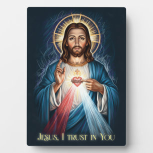Plaque Photo Dessin à la craie artistique de Jésus miséricorde