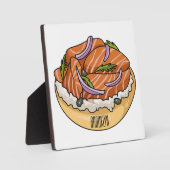 Plaque Photo dessin animé de bagel saumon (Recto)