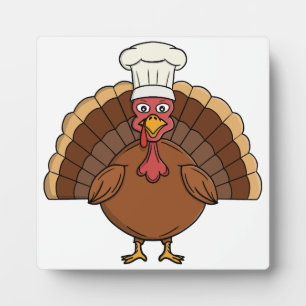 Plaque Photo Dessin animé de dinde de chef pour Thanksgiving