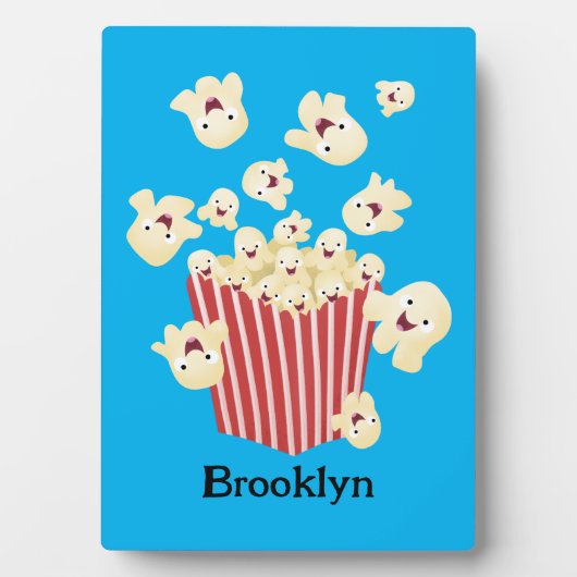 Plaque Photo Dessin animé de pop-corn sautant drôle mignon (Devant)