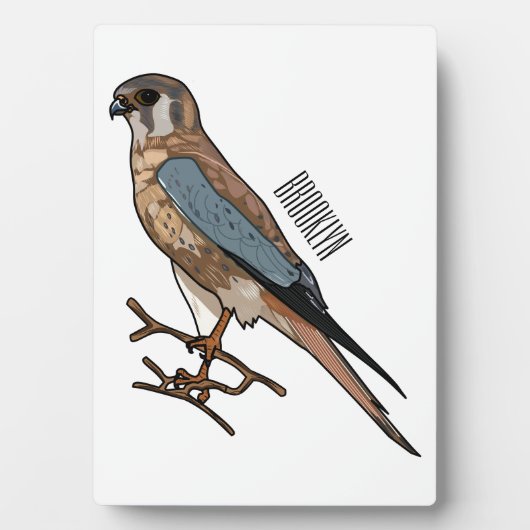 Plaque Photo dessin animé d'oiseau-kestrel américain (Devant)