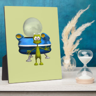 Plaque Photo Dessin animé d'OVNI d'aliens sympathiques et migno