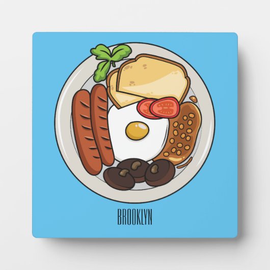 Plaque Photo dessin animé du petit-déjeuner anglais (Devant)