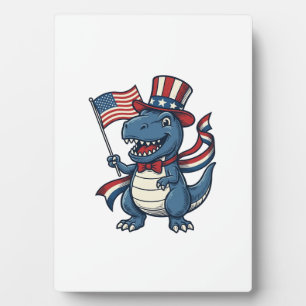 Plaque Photo Dessin de dinosaure patriotique vintage pour t-shi