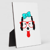 Plaque Photo Dessin de tête de chien drôle mignon (Côté)