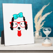 Plaque Photo Dessin de tête de chien drôle mignon (Côté)