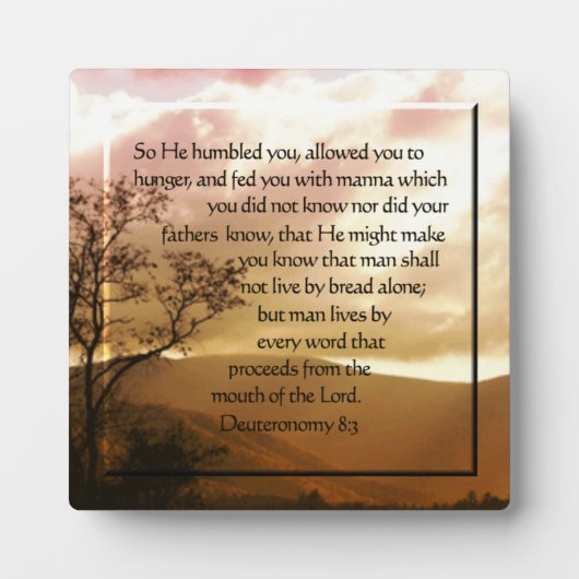 Plaque Photo Deutéronome 8:3 (Devant)