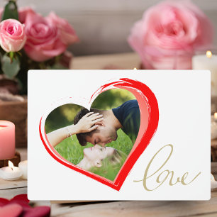 Plaque Photo Deux cœurs Amour Script Photo de la Saint-Valentin