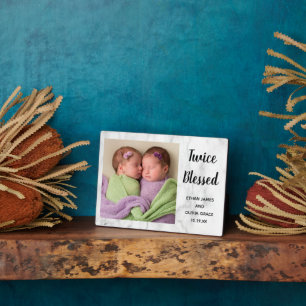 Plaque Photo Deux fois bienheureux Twin Baby Photo Noms de nais