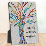 Plaque Photo Devis inspirant<br><div class="desc">Cette plaque décorative est ornée d'un arbre en mosaïque de couleur arc-en-ciel et d'une citation inspirante. Facilement personnalisable avec vos propres mots. Mosaïque originale © Michele Davies.</div>