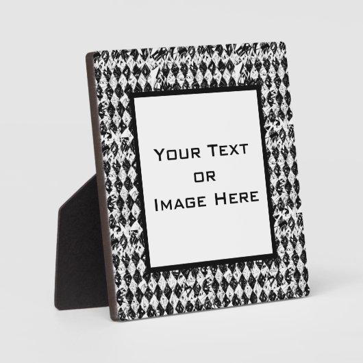 Plaque Photo Diamants Abstraits noirs et blancs (Recto)