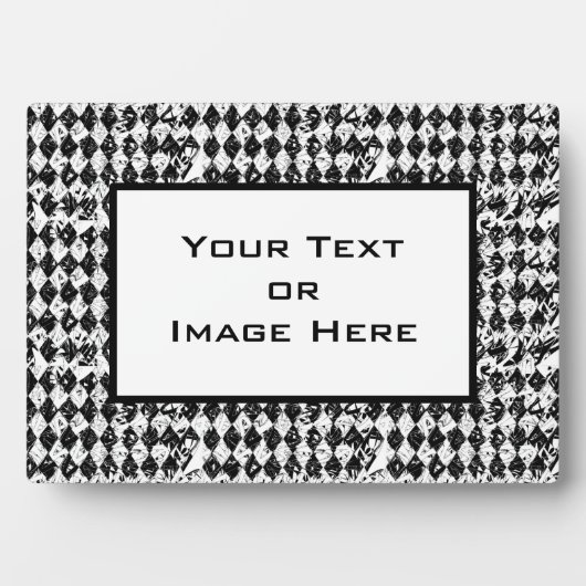Plaque Photo Diamants Abstraits noirs et blancs (Devant)