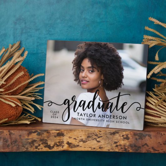 Plaque Photo Diplôme de photographie de script noir moderne (Côté)