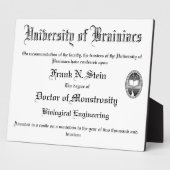 Plaque Photo Diplôme Frankenstein (Côté)