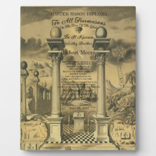 Plaque Photo Diplôme Freemason