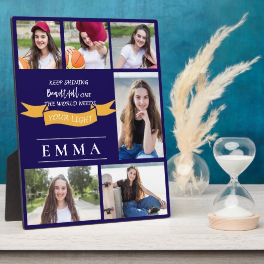 Plaque Photo Diplôme Garder brillant Citation Multiphoto Cadeau (Côté)