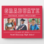Plaque Photo Diplômé moderne rouge 3 photo Diplôme (Devant)