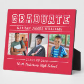 Plaque Photo Diplômé moderne rouge 3 photo Diplôme (Côté)