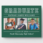 Plaque Photo Diplômé Moderne Vert 3 Photo Graduation (Devant)