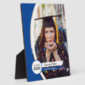 Plaque Photo Diplôme photo de cadre courbe bleue (Côté)