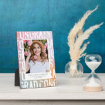 Plaque Photo Diplôme photo moderne pastel arc-en-ciel rose girl<br><div class="desc">Moderne grungy photo graduation faire-part artisanat cadeau gardien. Un arc-en-ciel rose girly moderne et une couleur blanche peuvent être customisés selon votre style.</div>