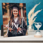 Plaque Photo Diplômé Simple Script Moderne Photo Classique (Côté)