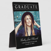 Plaque Photo Diplômé Simplement Élégant noir Photo Graduate (Côté)