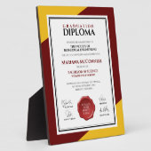 Plaque Photo Diplôme universitaire du Red Gold School College (Côté)