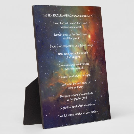 Plaque Photo Dix commandements amérindiens (Côté)