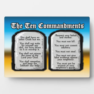Plaque Photo Dix Commandements de la Sainte Bible, Loi de Dieu