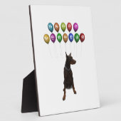 Plaque Photo Doberman Pinscher souhaite Bonne Année 2016 (Côté)