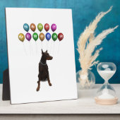 Plaque Photo Doberman Pinscher souhaite Bonne Année 2016 (Côté)