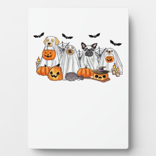 Plaque Photo Dogs in Ghost Costumes Halloween Classic T-Shirt (Devant)