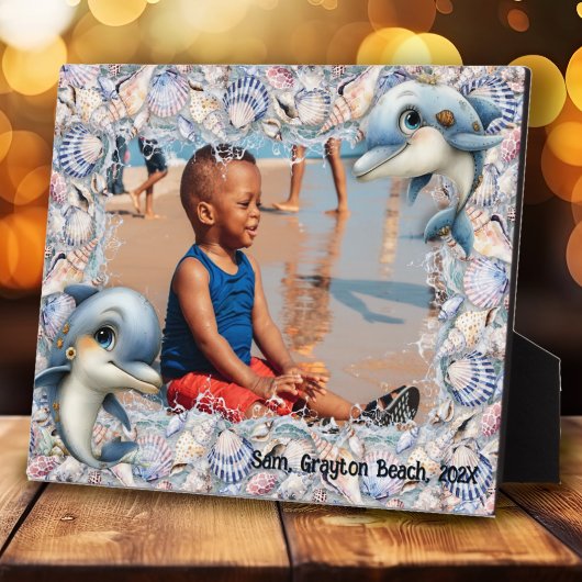 Plaque Photo Dolphins and Seashells Kids Photo Frame