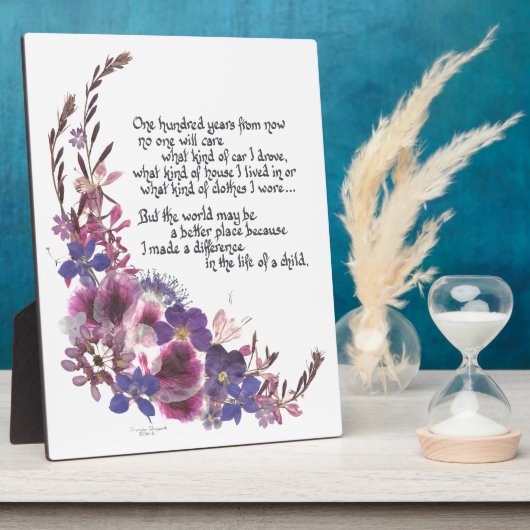 Plaque Photo Don d'appréciation de l'enseignant (Côté)