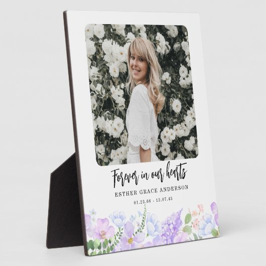 Plaque Photo Douces Pétales Violettes À Jamais Dans Nos Cœurs (Côté)