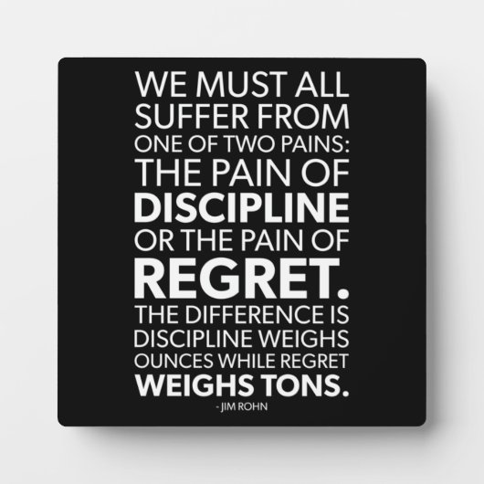 Plaque Photo Douleur De Discipline vs Regret - Motivation Du Su (Devant)